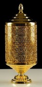 Баночка на ножке высокая ажурная с крышкой Luxor H15xD12 см, арт. 26160 цвет золото