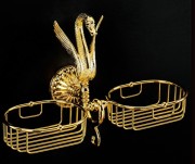 Решетка-корзинка двойная настенная Luxor, арт. 26126 цвет золото